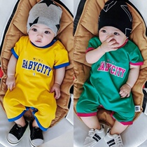 Baby summer clothes Pure cotton thin 0-3 mens and womens summer clothes 6 to 12 months newborn baby jumpsuit short sleeve