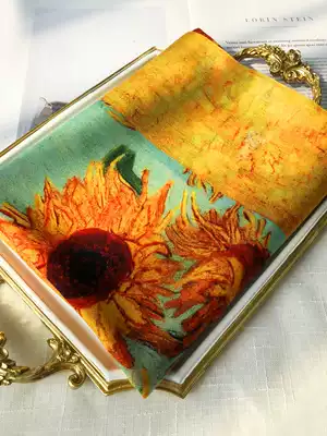 Cashmere Scarf Women 2019 Autumn and Winter Thin High-end Oil Painting Sunflower Ring Velvet Long Edition