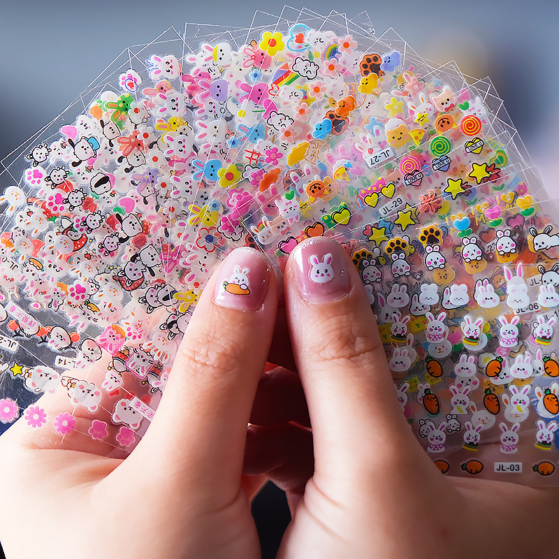 Children's Cartoon Nail Stickers Princess Baby Waterproof Nail Art Decals Kids Toy Bunny Adhesive Nail Stickers