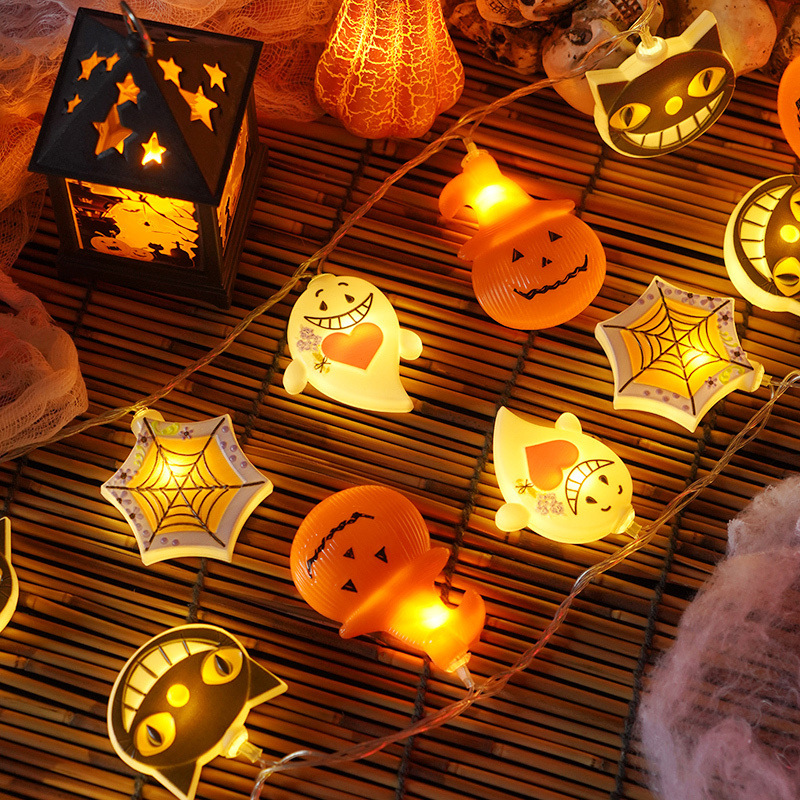 Halloween Pumpkin Lantern Toy Skeleton String Lights Decorations Bar Mall Event Scene Setup Props Ornaments