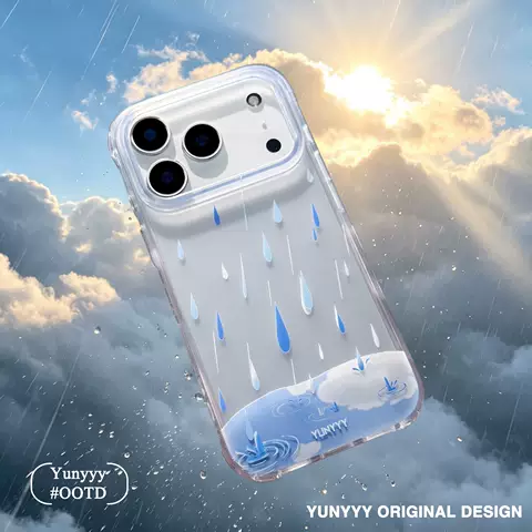 Rain Ripple Abstract Blue White iPhone Transparent IMD iPhone Case for iPhone 13 – 17