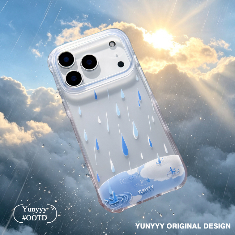 Rain Ripple Abstract Blue White iPhone Transparent IMD iPhone Case for iPhone 13 - 17 - view 3
