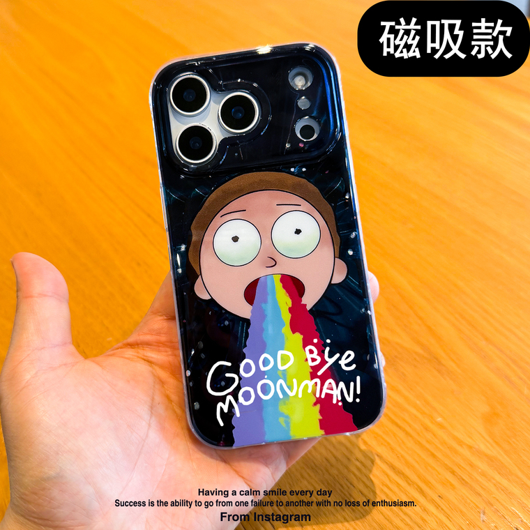 Rick and Morty Rainbow Transparent IMD iPhone Case