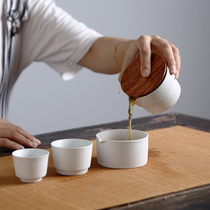 Also fun rough pottery travel tea set business office tea maker simple tea fast guest Cup with filter portable