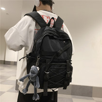 School Bag Men Han Edition High School Original Juku Ulzzang University StudentsS Double Shoulder Bag Large Capacity Dark Black Backpack Woman