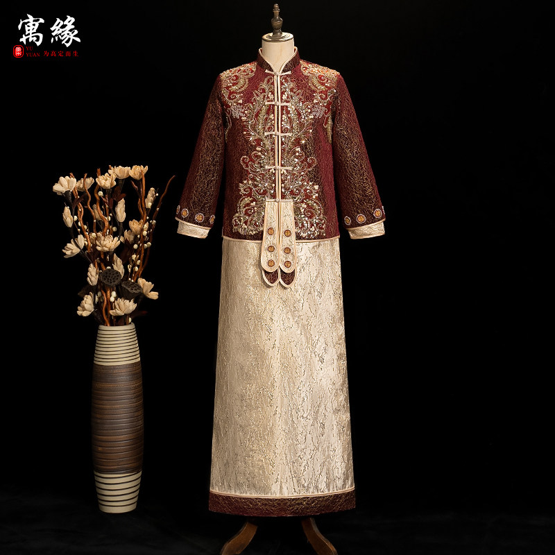 Xiuhe clothing men 2021 New Chinese groom clothing wedding dress Dragon Phoenix hanging wedding clothing Xiuhe men Xiuhe winter