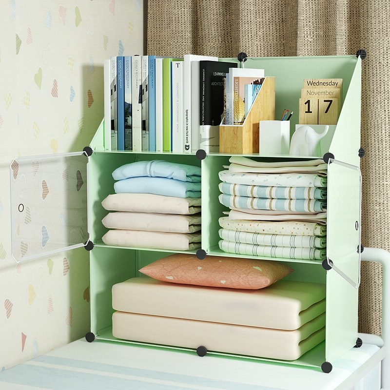 College student dormitory bed with small wardrobe sleeping room Provincial space containing deity laid down laying clothes shelf