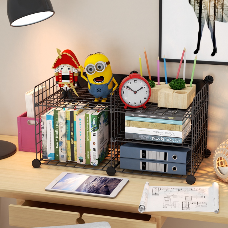 Table Top Shelf Storage Desk Upper Multilayer Finishing Student Small Nordic Province Space Creative Sleeping Room Iron Shelf