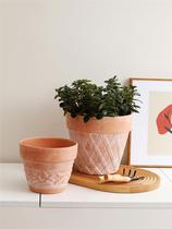Red Pottery Flower Pot Multi Meat Breathable Clay Basin For Old Art Fields Garden Reliefs Art Coarse Pottery Balcony Ceramic Small Flower Pots