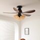 Lily of the Valley Flower Fan Lamp Medieval Style Ceiling Fan Lamp Bedroom Lamp Silent 2025 New Restaurant Internet Celebrity Lamp