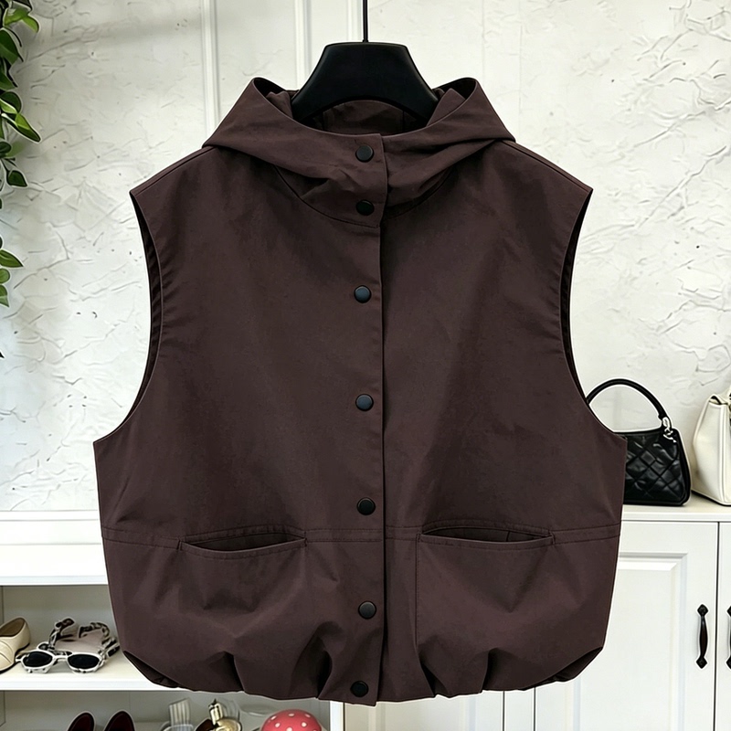 Retro Hooded Accessible Luxury Thin Sleeveless Shirt Vest for Women 2026 Summer Large Size Loose Breathable Vest Top Retro Hooded Accessible Luxury Thin Sleeveless Shirt Vest for Women 2026 Summer Large Size Loose Breathable Vest Top