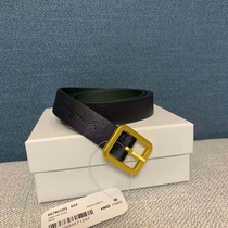 New b home foreign trade leather belt womens fine double-sided head layer cowhide jeans dress square buckle belt agnes