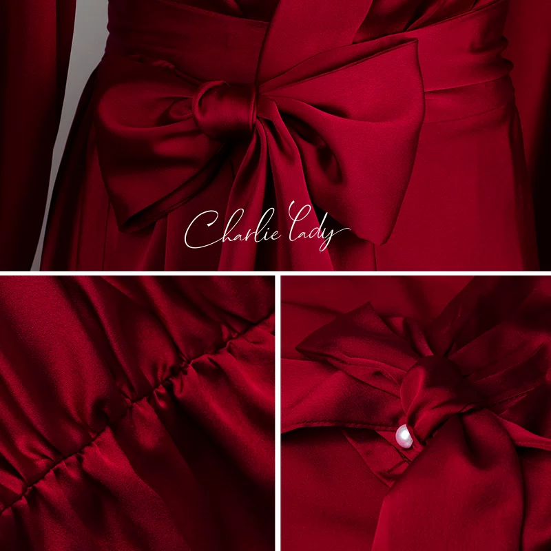 Силиковый (Silk) халат для невесты, красная бусина ко Дню рождения, пижама, для подружек невесты