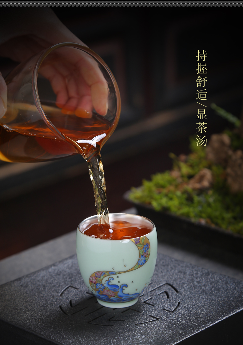 Tasted silver gilding jingdezhen blue and white porcelain ceramic paint sample tea cup kung fu tea tea service master cup single CPU personal cup