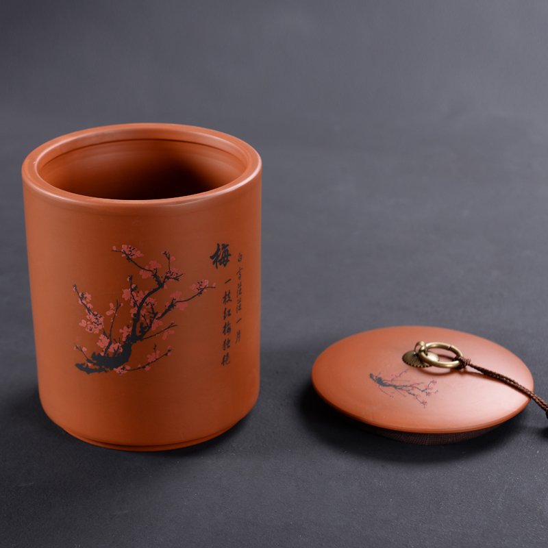 Coarse pottery violet arenaceous caddy fixings small ceramic pot receives tea caddy fixings tea packaging household kung fu tea accessories