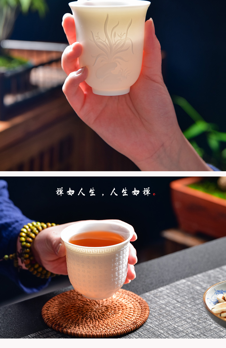 Suet jade kung fu tea cups heart sutra master cup manual sample tea cup, ceramic keller cup tea but small bowl