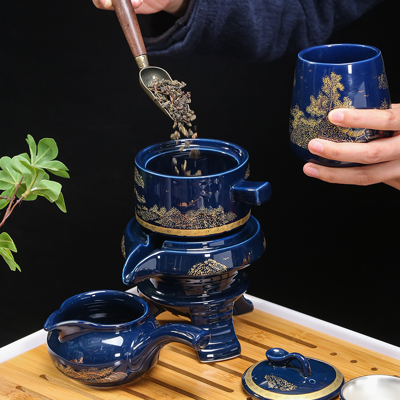 Lazy half automatic ceramic contracted kung fu tea set and exquisite home sitting room teapot teacup blunt tea