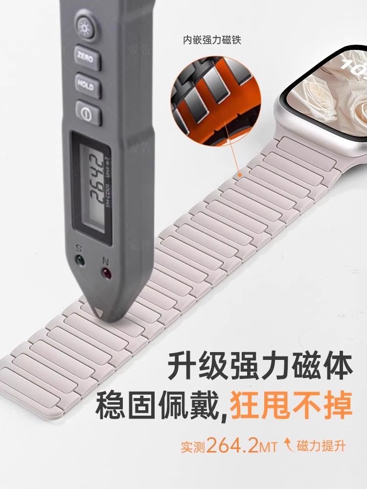 [New Model]Suitable for S10 Apple S11 Watch Iwatch10 Strap Applewatch9 Magnetic Silicone S9 Wristband Ultra Women's Model Se Sports S8 Men's S7 Premium Liquid Summer 42mm