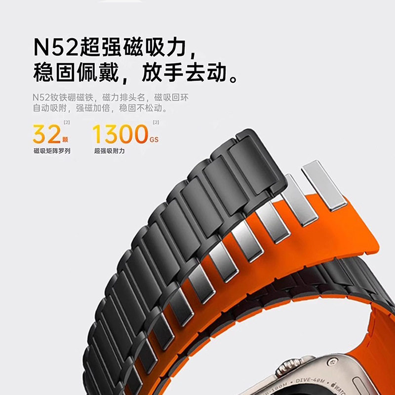 Suitable for Apple Watch S11/S9 Strap S10 New Metal Magnetic Loop Applewatch Silicone Se3 Men and Women High-End Smart Sports iWatch S8/7/6 Wristband Breathable Ultra
