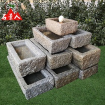 Stone trough outdoor courtyard balcony fish tank fish pond manger balcony fish pond small household indoor stone trough flowing water ornaments