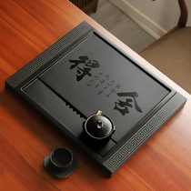 Wu Jinshi tea tray Household natural stone tea table Black Jinshi tea sea tray Small Kung Fu tea set simple drainage