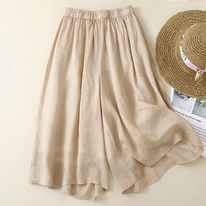 Cotton and Linen Shorts for Women, Summer 2026 New Style, Mom's Linen Five-Point Skirt Pants, Plus Size, Fat Mm, Seven-Point Pants, Thin Summer Style