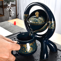 Lazy full semi-automatic tea maker kung fu tea set home living room office meeting creative cover bowl porcelain