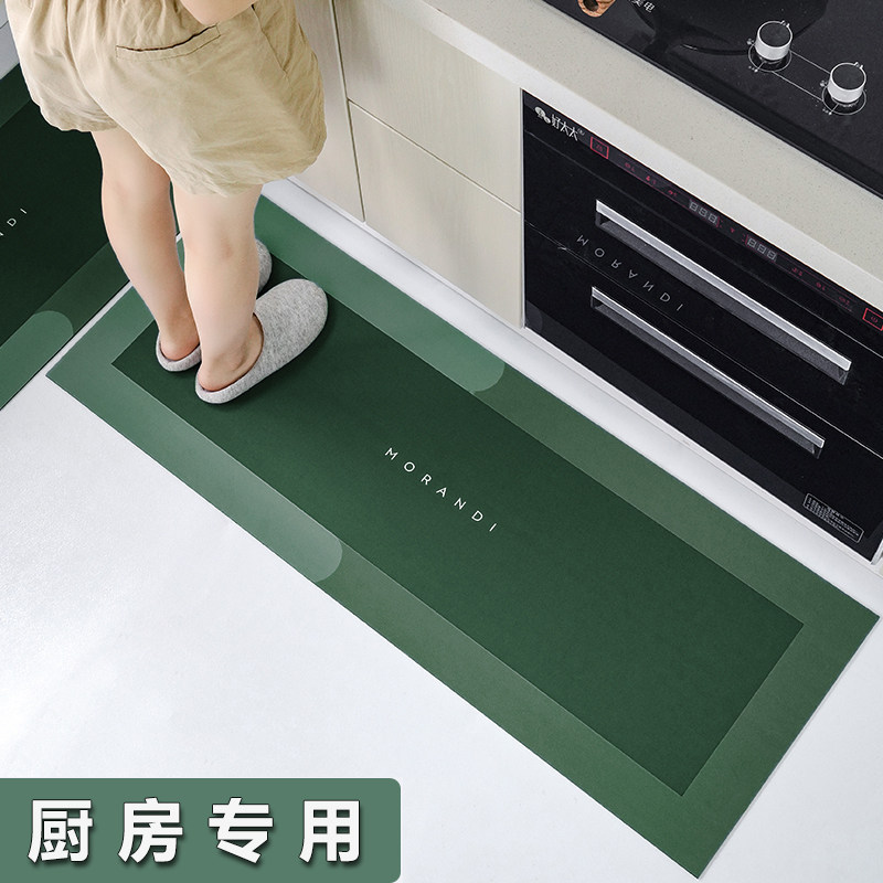 Kitchen floor mat new 2021 non-slip oil-proof simple retro high-end waterproof can be scrubbed disposable mat kitchen special