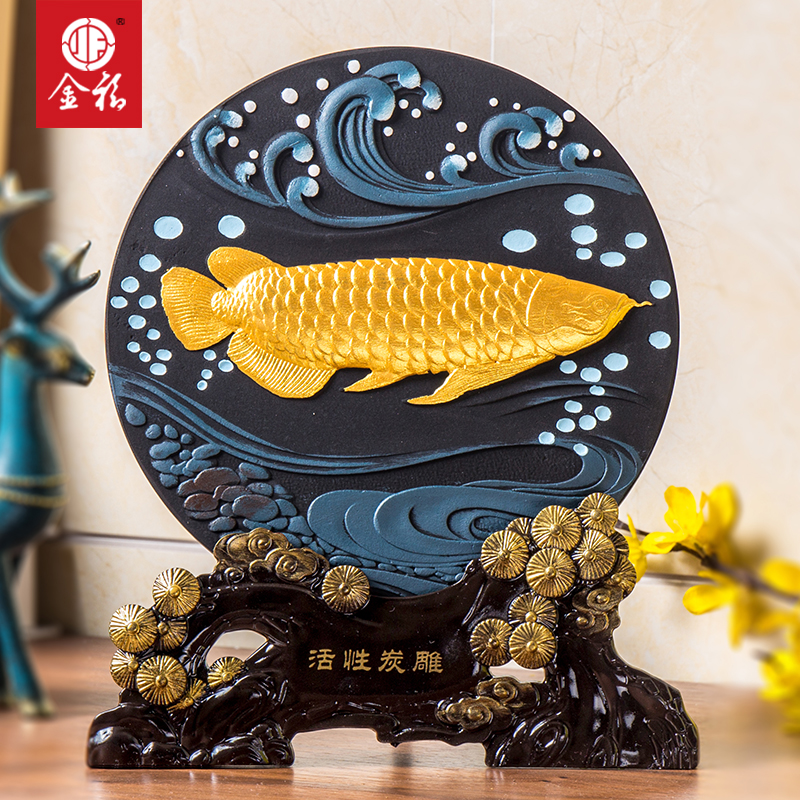 Home decoration living room TV wine cabinet housewarming new simple pieces charcoal carving crafts Bogu frame home knickknacks