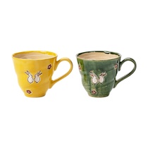 Japanese imported Stork kiln hand-painted Chunhua rabbit pair of cups and plates Japanese-style ceramic heat-resistant tea cups snack plates