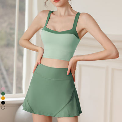 Tennis dress, women's sports skirt, two sets of running high-waisted yoga shorts, anti-exposure dress, women's yoga wear set