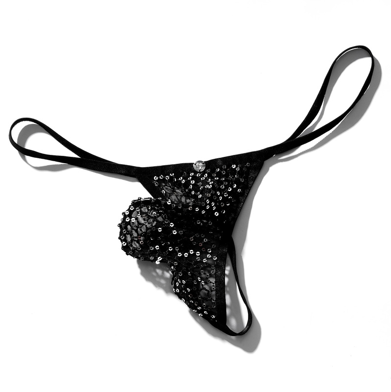 Original Sparkling Sequin Lightweight Transparent Low-Rise Sexy Thong Designer Style 26 New Men's Single Thong