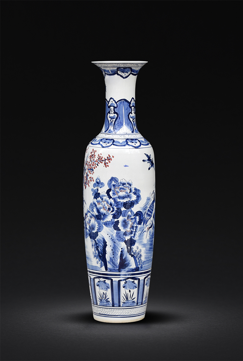 Jingdezhen ceramics hand - made peacock blue and white porcelain is of large vases, flower arranging furnishing articles sitting room to live in a hotel for the opening