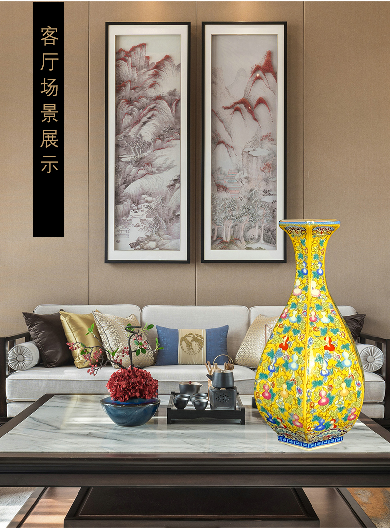 Jingdezhen ceramic vases, small living room flower arranging archaize porcelain rich ancient frame home decoration office furnishing articles