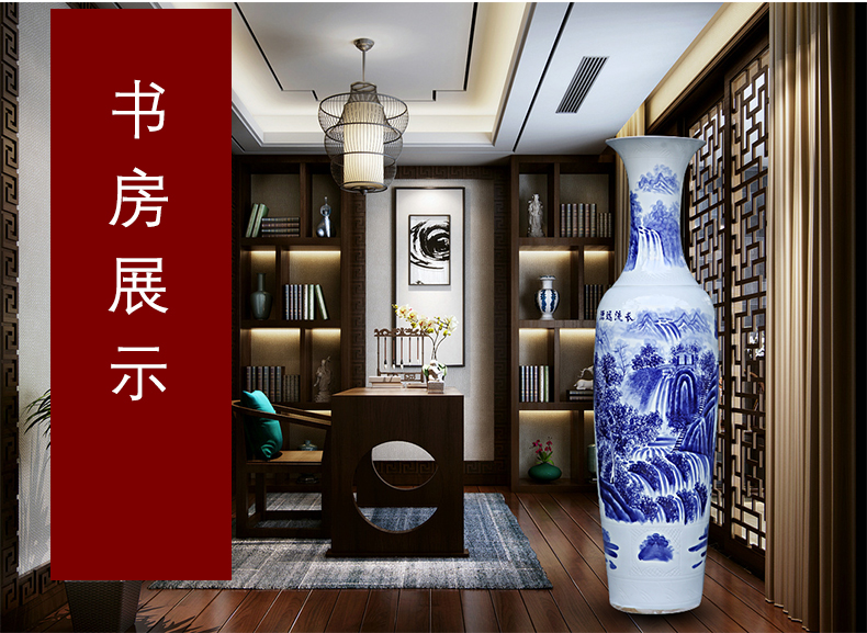 Jingdezhen ceramic hand - made porcelain blue ink in the bright future of large sitting room adornment big vase hotel furnishing articles