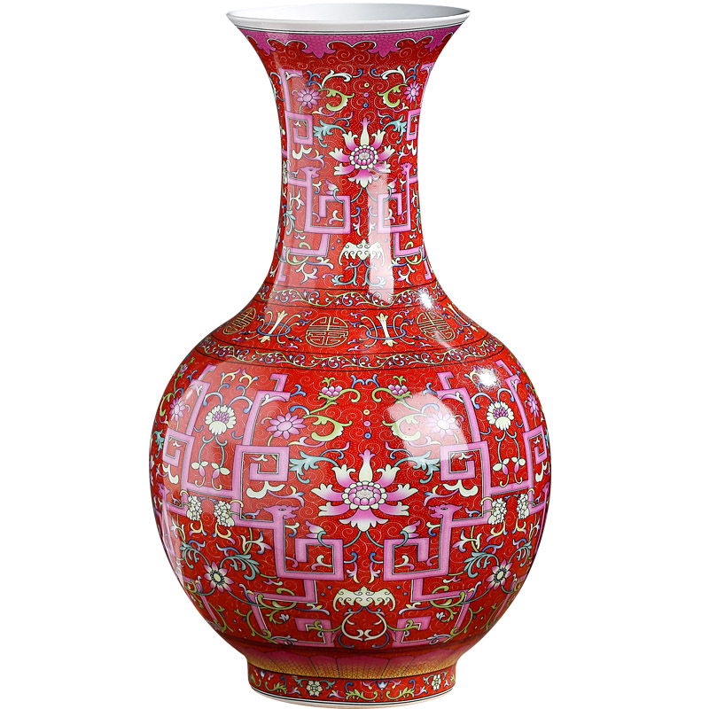 Archaize of jingdezhen ceramics colored enamel vase furnishing articles sitting room flower arrangement craft gift decoration home decoration