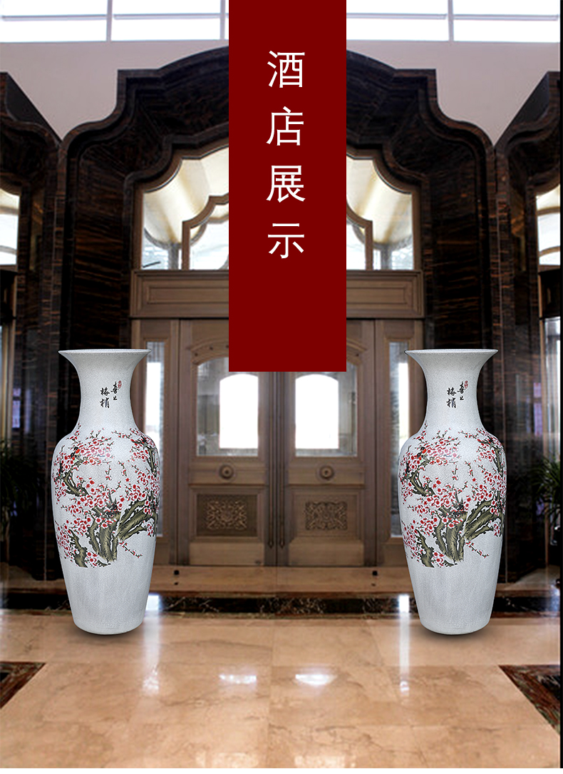 Jingdezhen ceramics hand - made beaming home sitting room color 1 meter landing big vase decoration furnishing articles