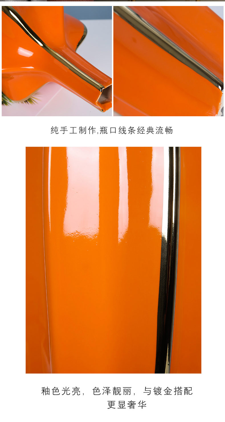 Jingdezhen mesa vase in the new European sitting room porch TV ark, dry orange blue flower arranging furnishing articles club hotel