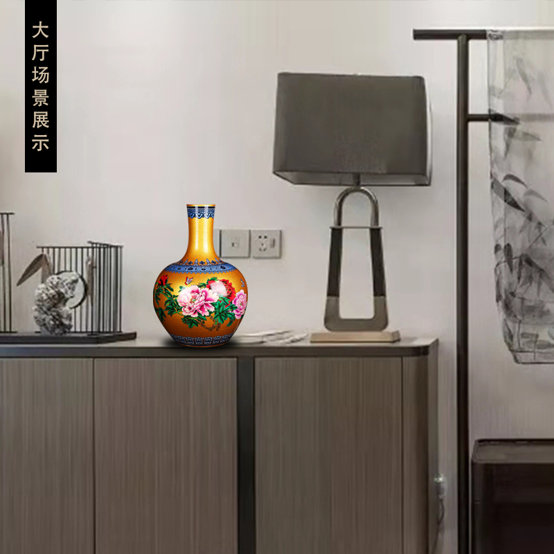 Jingdezhen ceramics landing large vases, flower arranging, the sitting room porch villa home furnishing articles red gold pearl glaze