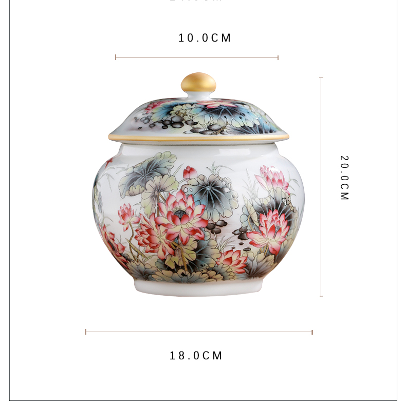 Jingdezhen chinaware paint colored enamel household puer tea caddy fixings wake tea storage canners trumpet half jins