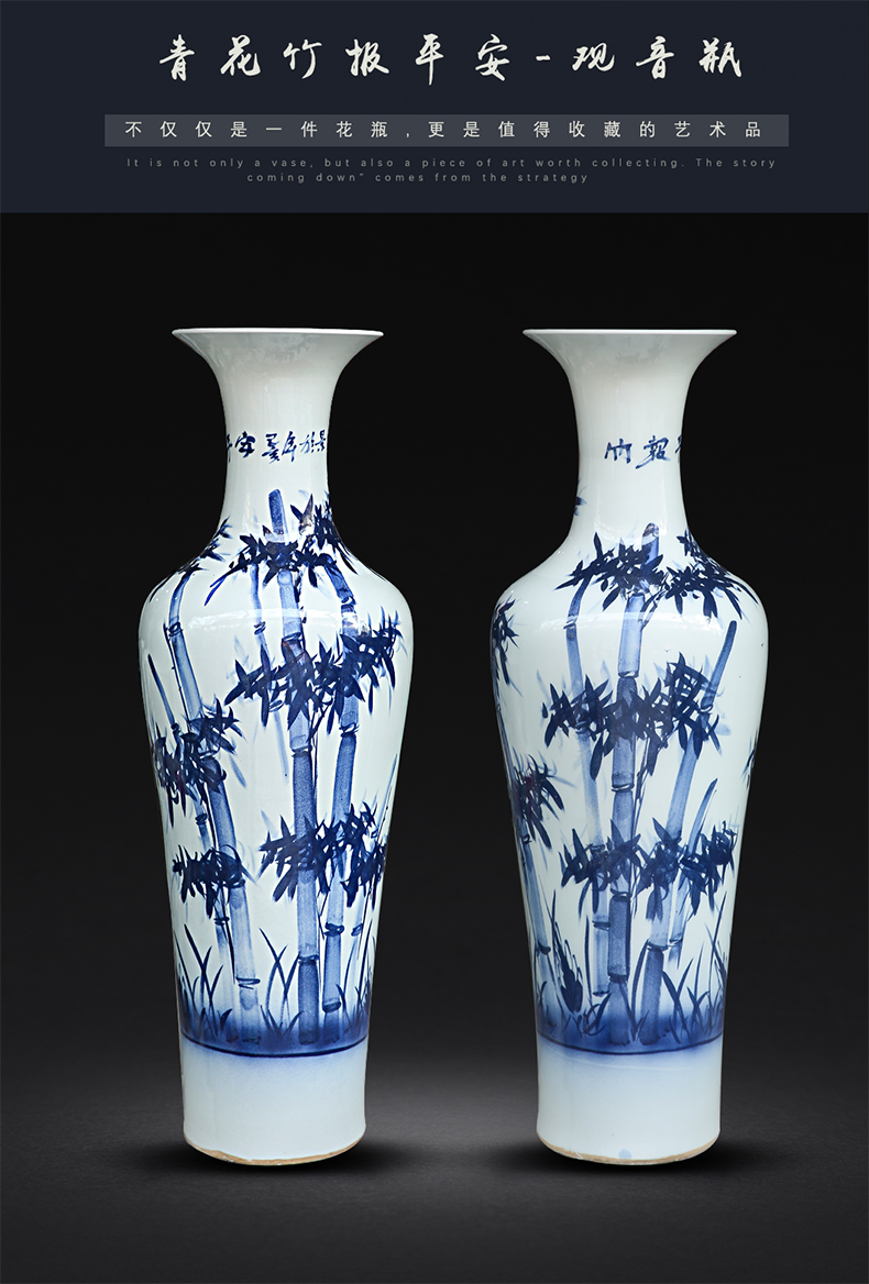 Bamboo at hand made blue and white porcelain vase landed safely big vase jingdezhen ceramics sitting room adornment furnishing articles