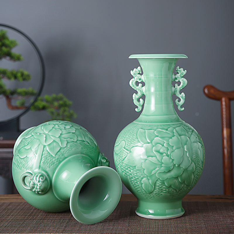 Jingdezhen ceramics archaize carving shadow blue bottle furnishing articles household act the role ofing is tasted, the sitting room porch TV ark, flower arrangement