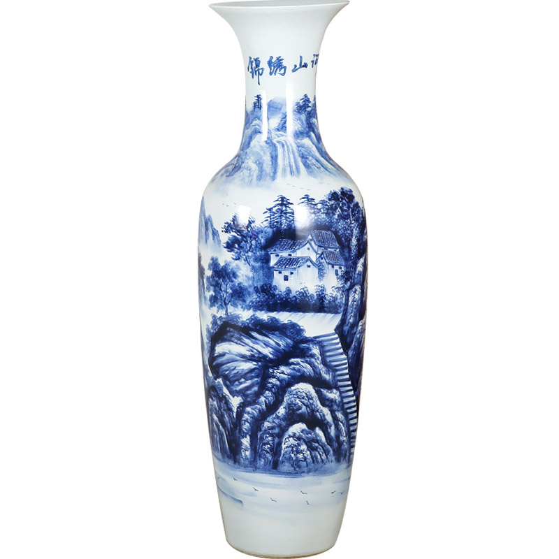 Jingdezhen ceramic hand - made scenery splendid sunvo landing big vase furnishing articles of handicraft sitting room hotel opening