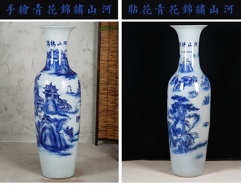 Landing a large blue and white porcelain vase Chinese jingdezhen ceramics furnishing articles sitting room decoration to the hotel opening gifts