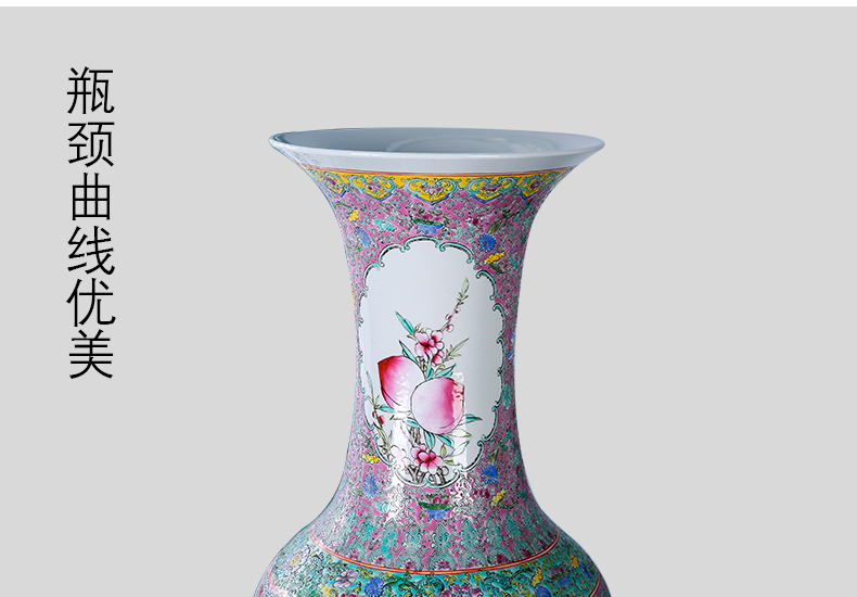 Jingdezhen ceramics landing large vases, hand - made pastel phoenix peony home furnishing articles furnishing articles Chinese style living room