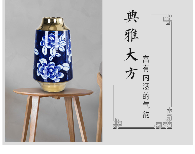 Mesa of jingdezhen ceramic vase is light key-2 luxury furnishing articles furnishing articles table sitting room adornment dry flower arrangement of blue and white peony