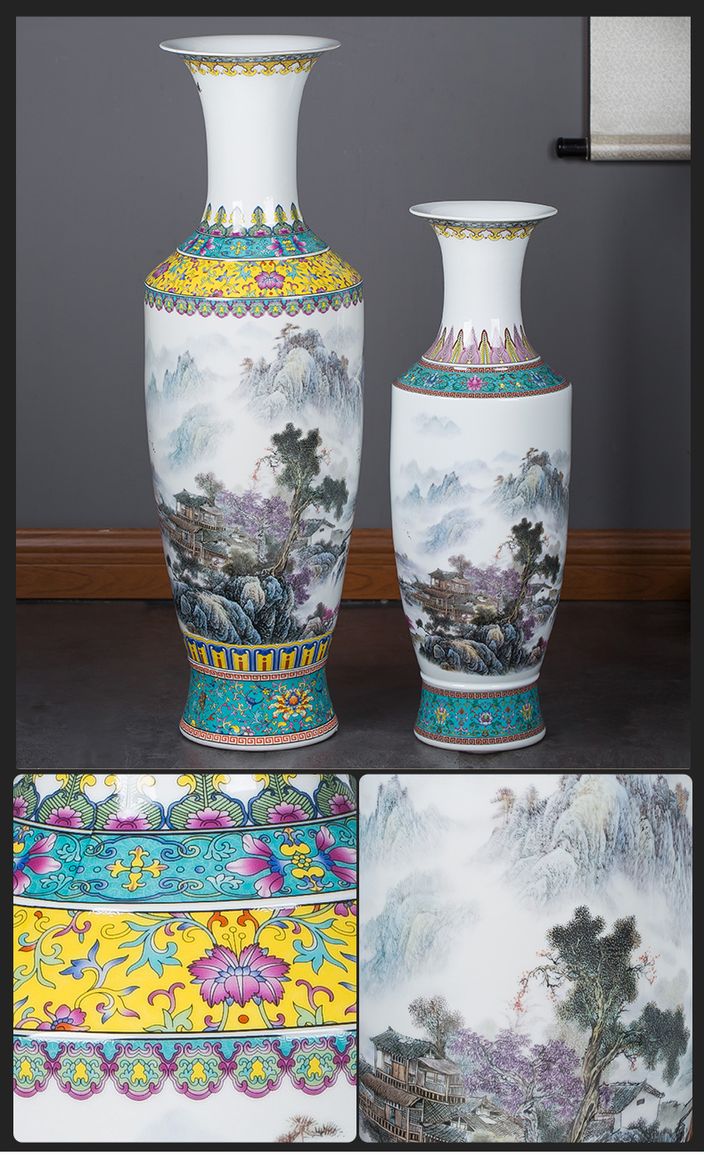 Large antique Chinese style household porcelain of jingdezhen ceramics vase flower arrangement sitting room adornment office furnishing articles