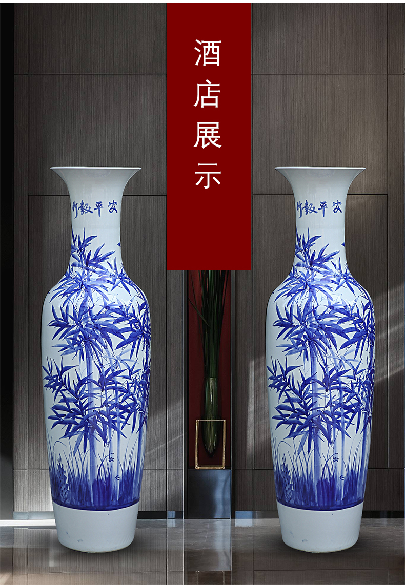 Bamboo at hand made blue and white porcelain vase landed safely big vase jingdezhen ceramics sitting room adornment furnishing articles