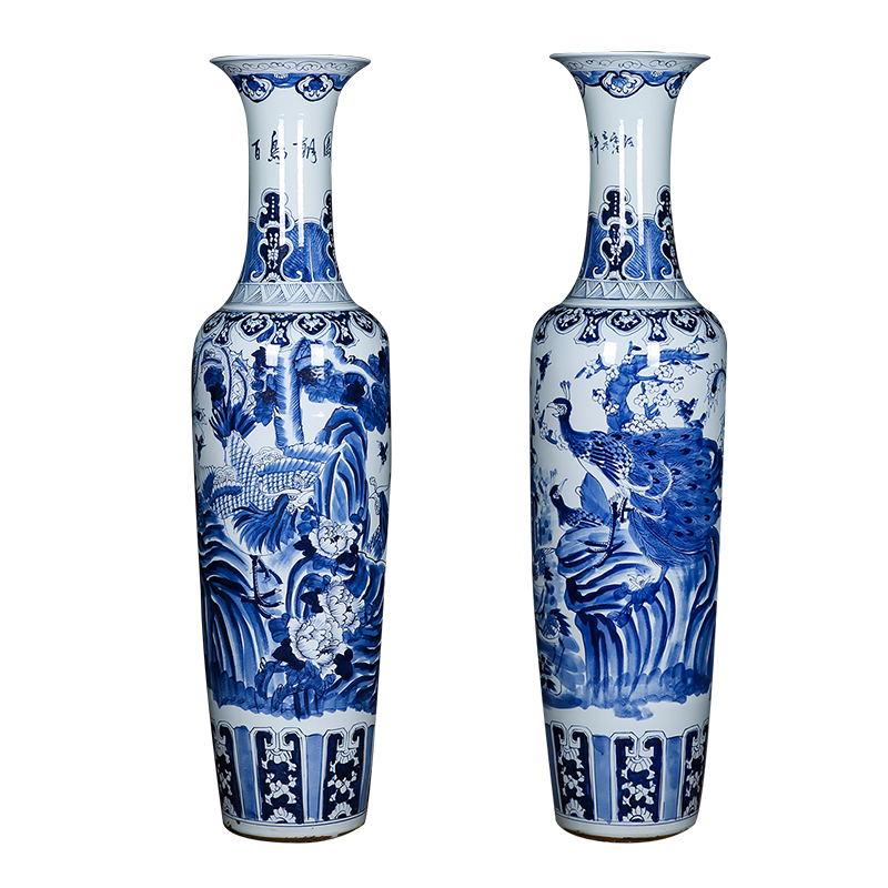 Jingdezhen ceramics hand - made birds pay homage to the king of large vase burn furnishing articles 1.8 3 m sitting room in the hotel lobby