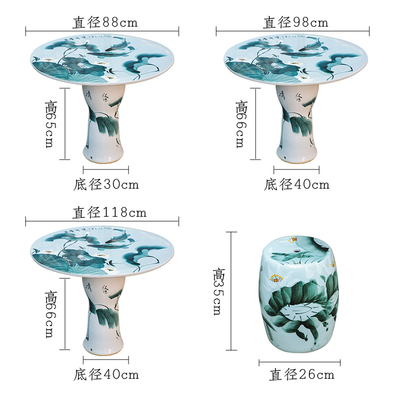 Jingdezhen blue and white is suing garden who suit roundtable is hand - made ceramic table son appear more tables and chairs for years
